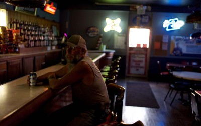 Hay Springs, Nebraska.August 27, 2012..Jim Mracek, a caretaker for a local cattle ranch, has a beer at the end of the day at the one bar in town.