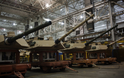 Turrets near completion.  The Joint Systems Manufacturing Center (US Army Tank Plant) which is the only heavy armored tank factory in the United States. They build and refurbish Abrams tanks, Stryker armored personnel carriers, and other weapons systems.
