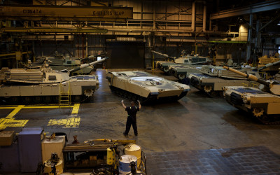 Abrams tanks near completion.
